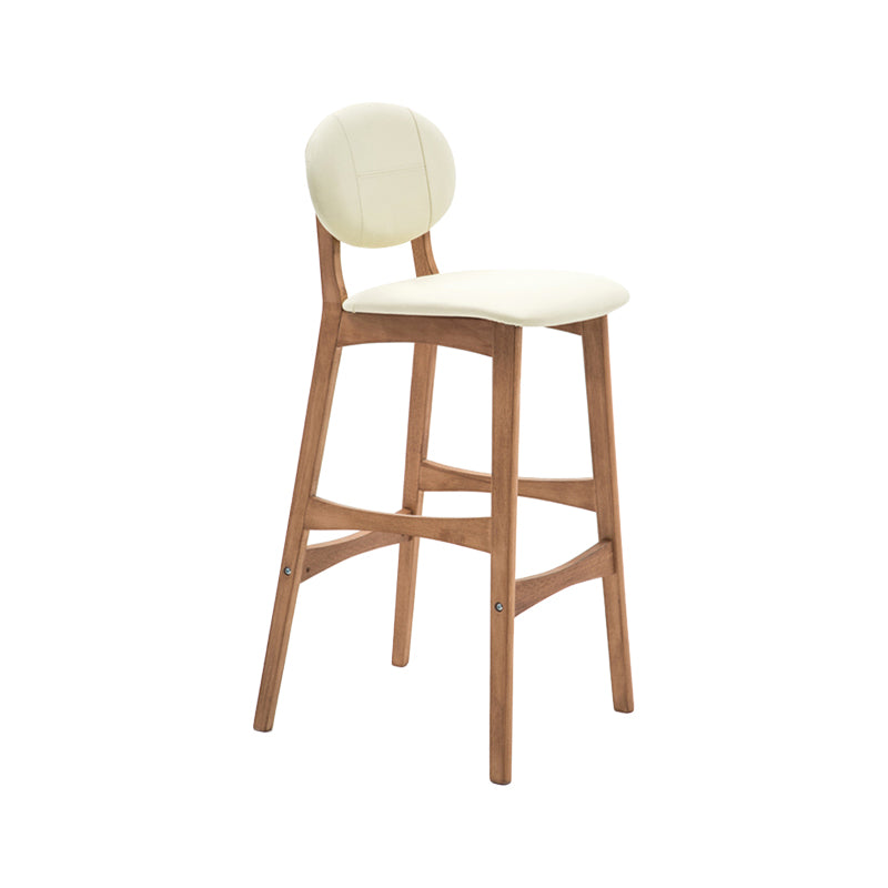 Nordic Wood Low Back Barstool 30" H Indoor Tall Stool with Upholstered for Dining Room Off-White Wood 1 Piece Clearhalo 'Bar Furniture' 'Bar Stools' 'bar_stools' 'furn' 'furn_bar_stools' 'furniture_bar_stools' 'Kitchen & Dining Furniture' 'kitchen&dining_furn' 'kitchen' 'kitchen_furn' Furniture' 4504075