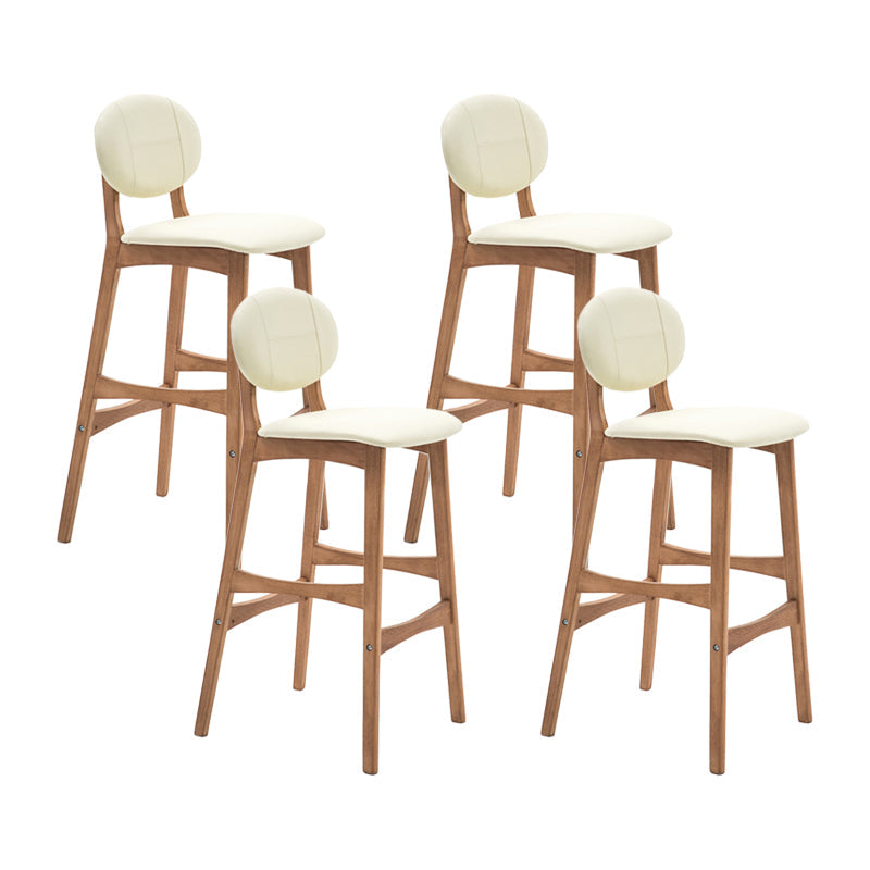 Nordic Wood Low Back Barstool 30" H Indoor Tall Stool with Upholstered for Dining Room Off-White Wood 4 Piece Set Clearhalo 'Bar Furniture' 'Bar Stools' 'bar_stools' 'furn' 'furn_bar_stools' 'furniture_bar_stools' 'Kitchen & Dining Furniture' 'kitchen&dining_furn' 'kitchen' 'kitchen_furn' Furniture' 4504077