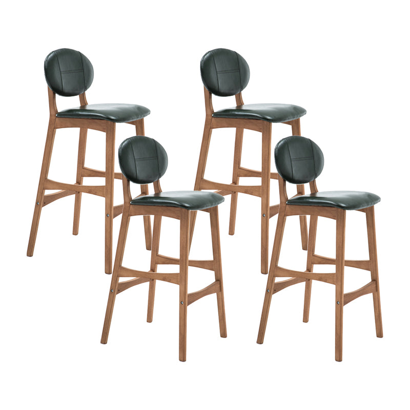Nordic Wood Low Back Barstool 30" H Indoor Tall Stool with Upholstered for Dining Room Blackish Green Wood 4 Piece Set Clearhalo 'Bar Furniture' 'Bar Stools' 'bar_stools' 'furn' 'furn_bar_stools' 'furniture_bar_stools' 'Kitchen & Dining Furniture' 'kitchen&dining_furn' 'kitchen' 'kitchen_furn' Furniture' 4504080