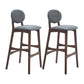 Nordic Wood Low Back Barstool 30" H Indoor Tall Stool with Upholstered for Dining Room Grey Brown 2 Piece Set Clearhalo 'Bar Furniture' 'Bar Stools' 'bar_stools' 'furn' 'furn_bar_stools' 'furniture_bar_stools' 'Kitchen & Dining Furniture' 'kitchen&dining_furn' 'kitchen' 'kitchen_furn' Furniture' 4504082