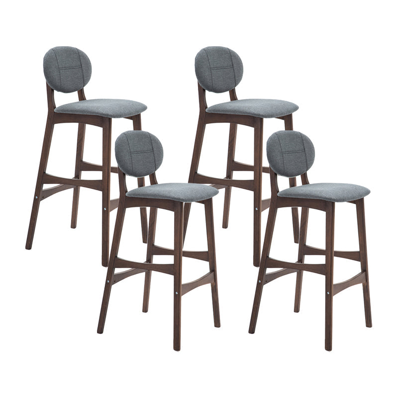 Nordic Wood Low Back Barstool 30" H Indoor Tall Stool with Upholstered for Dining Room Grey Brown 4 Piece Set Clearhalo 'Bar Furniture' 'Bar Stools' 'bar_stools' 'furn' 'furn_bar_stools' 'furniture_bar_stools' 'Kitchen & Dining Furniture' 'kitchen&dining_furn' 'kitchen' 'kitchen_furn' Furniture' 4504083