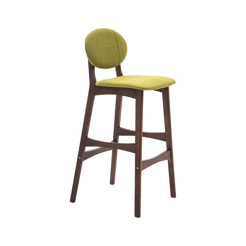 Nordic Wood Low Back Barstool 30" H Indoor Tall Stool with Upholstered for Dining Room Green Brown 1 Piece Clearhalo 'Bar Furniture' 'Bar Stools' 'bar_stools' 'furn' 'furn_bar_stools' 'furniture_bar_stools' 'Kitchen & Dining Furniture' 'kitchen&dining_furn' 'kitchen' 'kitchen_furn' Furniture' 4504084