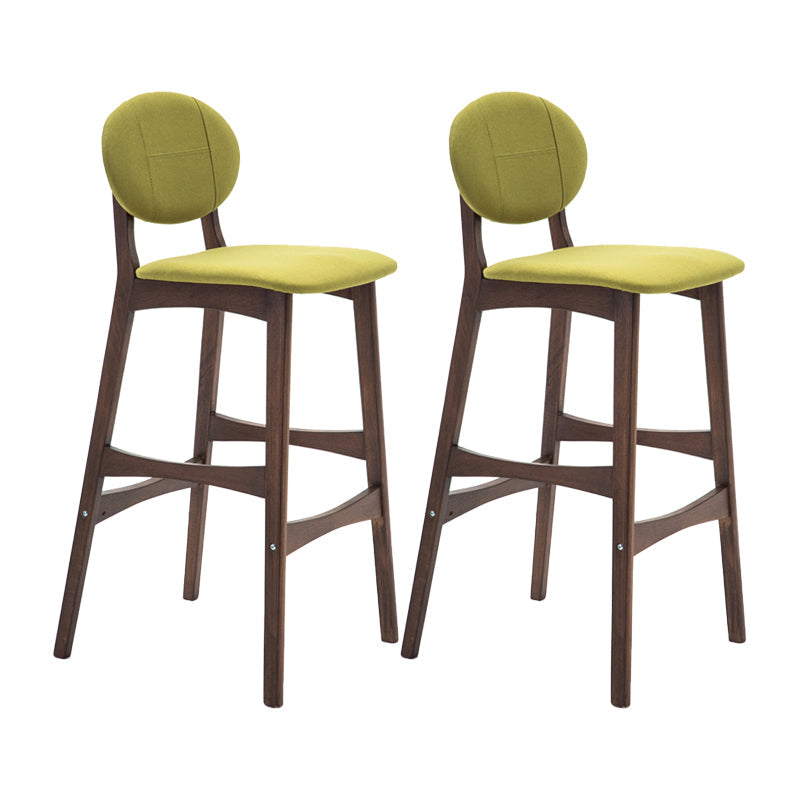 Nordic Wood Low Back Barstool 30" H Indoor Tall Stool with Upholstered for Dining Room Green Brown 2 Piece Set Clearhalo 'Bar Furniture' 'Bar Stools' 'bar_stools' 'furn' 'furn_bar_stools' 'furniture_bar_stools' 'Kitchen & Dining Furniture' 'kitchen&dining_furn' 'kitchen' 'kitchen_furn' Furniture' 4504085