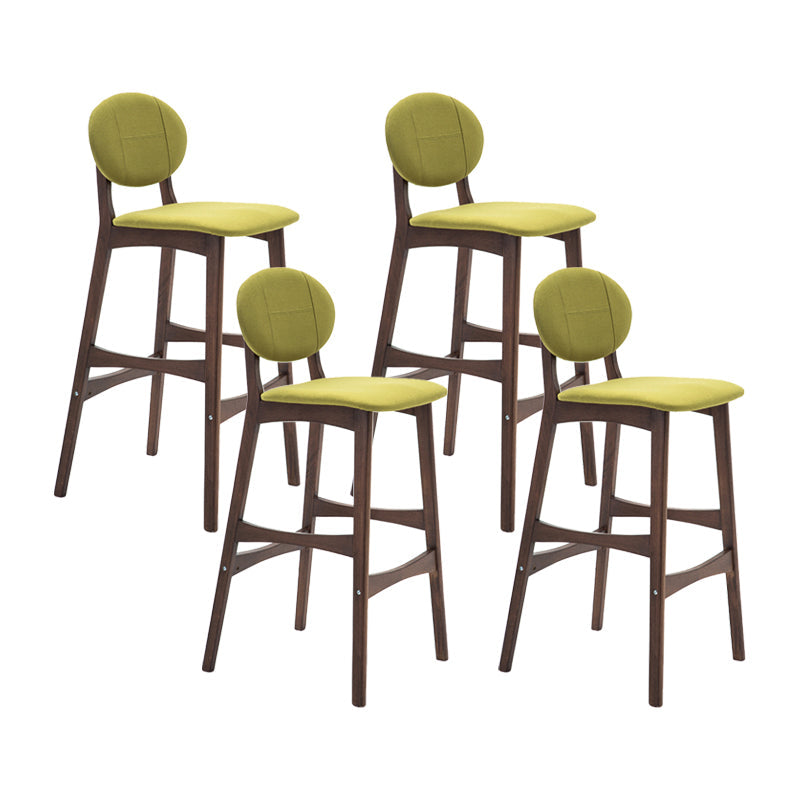 Nordic Wood Low Back Barstool 30" H Indoor Tall Stool with Upholstered for Dining Room Green Brown 4 Piece Set Clearhalo 'Bar Furniture' 'Bar Stools' 'bar_stools' 'furn' 'furn_bar_stools' 'furniture_bar_stools' 'Kitchen & Dining Furniture' 'kitchen&dining_furn' 'kitchen' 'kitchen_furn' Furniture' 4504086