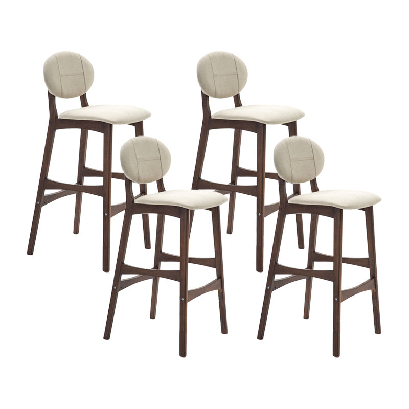 Nordic Wood Low Back Barstool 30" H Indoor Tall Stool with Upholstered for Dining Room Khaki Brown 4 Piece Set Clearhalo 'Bar Furniture' 'Bar Stools' 'bar_stools' 'furn' 'furn_bar_stools' 'furniture_bar_stools' 'Kitchen & Dining Furniture' 'kitchen&dining_furn' 'kitchen' 'kitchen_furn' Furniture' 4504089