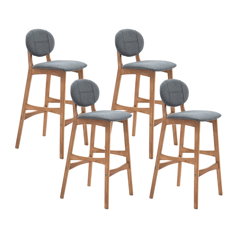 Nordic Wood Low Back Barstool 30" H Indoor Tall Stool with Upholstered for Dining Room Grey Wood 4 Piece Set Clearhalo 'Bar Furniture' 'Bar Stools' 'bar_stools' 'furn' 'furn_bar_stools' 'furniture_bar_stools' 'Kitchen & Dining Furniture' 'kitchen&dining_furn' 'kitchen' 'kitchen_furn' Furniture' 4504092