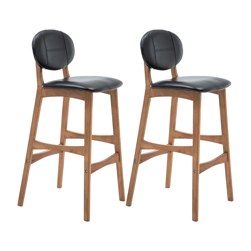 Nordic Wood Low Back Barstool 30" H Indoor Tall Stool with Upholstered for Dining Room Black Wood 2 Piece Set Clearhalo 'Bar Furniture' 'Bar Stools' 'bar_stools' 'furn' 'furn_bar_stools' 'furniture_bar_stools' 'Kitchen & Dining Furniture' 'kitchen&dining_furn' 'kitchen' 'kitchen_furn' Furniture' 4504094