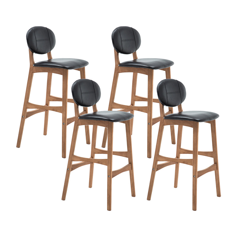 Nordic Wood Low Back Barstool 30" H Indoor Tall Stool with Upholstered for Dining Room Black Wood 4 Piece Set Clearhalo 'Bar Furniture' 'Bar Stools' 'bar_stools' 'furn' 'furn_bar_stools' 'furniture_bar_stools' 'Kitchen & Dining Furniture' 'kitchen&dining_furn' 'kitchen' 'kitchen_furn' Furniture' 4504095