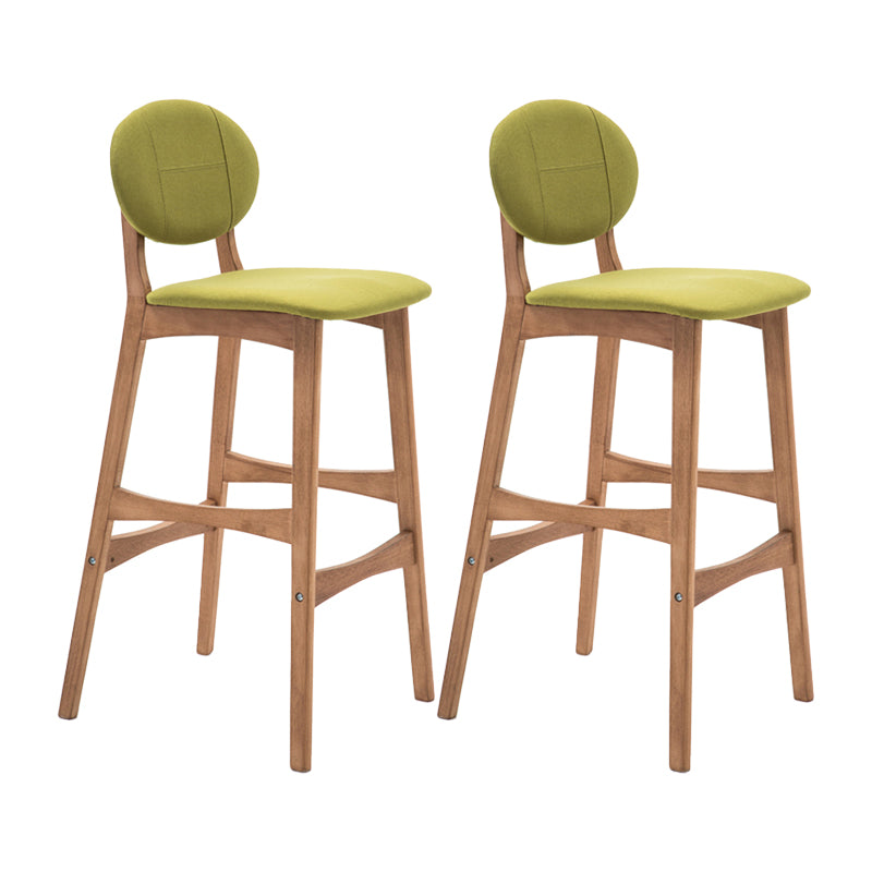 Nordic Wood Low Back Barstool 30" H Indoor Tall Stool with Upholstered for Dining Room Green Wood 2 Piece Set Clearhalo 'Bar Furniture' 'Bar Stools' 'bar_stools' 'furn' 'furn_bar_stools' 'furniture_bar_stools' 'Kitchen & Dining Furniture' 'kitchen&dining_furn' 'kitchen' 'kitchen_furn' Furniture' 4504097