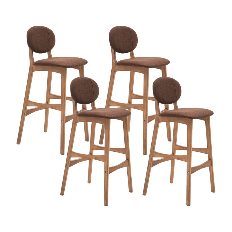 Nordic Wood Low Back Barstool 30" H Indoor Tall Stool with Upholstered for Dining Room Coffee Wood 4 Piece Set Clearhalo 'Bar Furniture' 'Bar Stools' 'bar_stools' 'furn' 'furn_bar_stools' 'furniture_bar_stools' 'Kitchen & Dining Furniture' 'kitchen&dining_furn' 'kitchen' 'kitchen_furn' Furniture' 4504101