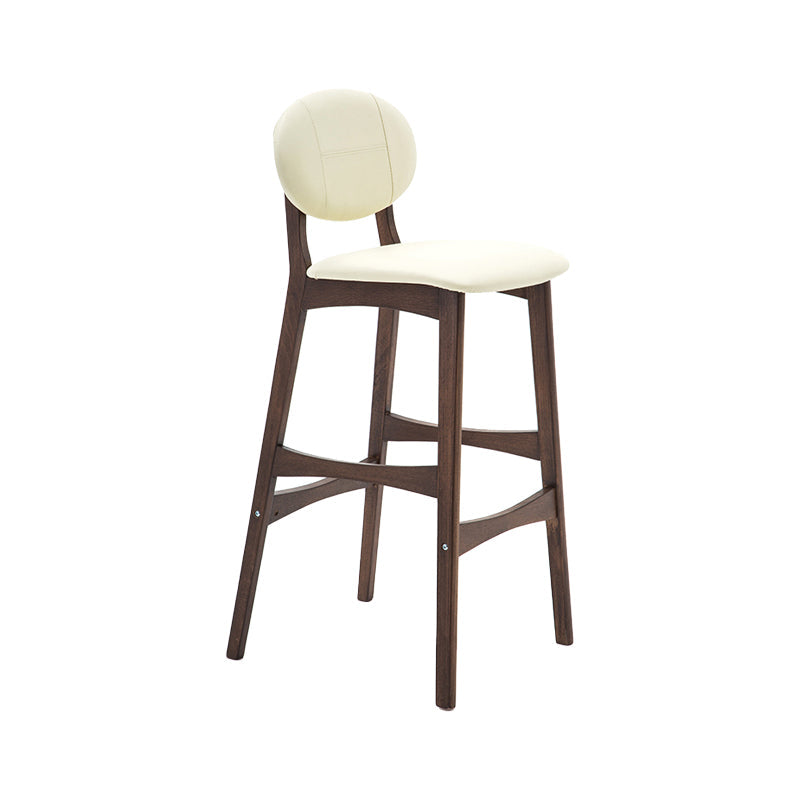 Nordic Wood Low Back Barstool 30" H Indoor Tall Stool with Upholstered for Dining Room Off-White Brown 1 Piece Clearhalo 'Bar Furniture' 'Bar Stools' 'bar_stools' 'furn' 'furn_bar_stools' 'furniture_bar_stools' 'Kitchen & Dining Furniture' 'kitchen&dining_furn' 'kitchen' 'kitchen_furn' Furniture' 4504102