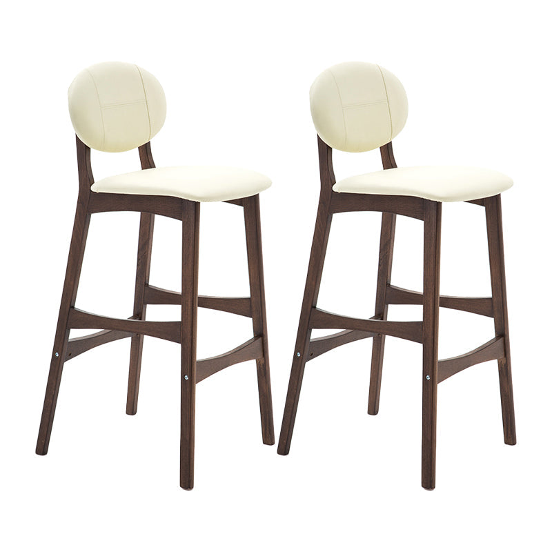 Nordic Wood Low Back Barstool 30" H Indoor Tall Stool with Upholstered for Dining Room Off-White Brown 2 Piece Set Clearhalo 'Bar Furniture' 'Bar Stools' 'bar_stools' 'furn' 'furn_bar_stools' 'furniture_bar_stools' 'Kitchen & Dining Furniture' 'kitchen&dining_furn' 'kitchen' 'kitchen_furn' Furniture' 4504103