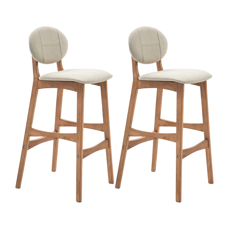 Nordic Wood Low Back Barstool 30" H Indoor Tall Stool with Upholstered for Dining Room Khaki Wood 2 Piece Set Clearhalo 'Bar Furniture' 'Bar Stools' 'bar_stools' 'furn' 'furn_bar_stools' 'furniture_bar_stools' 'Kitchen & Dining Furniture' 'kitchen&dining_furn' 'kitchen' 'kitchen_furn' Furniture' 4504106