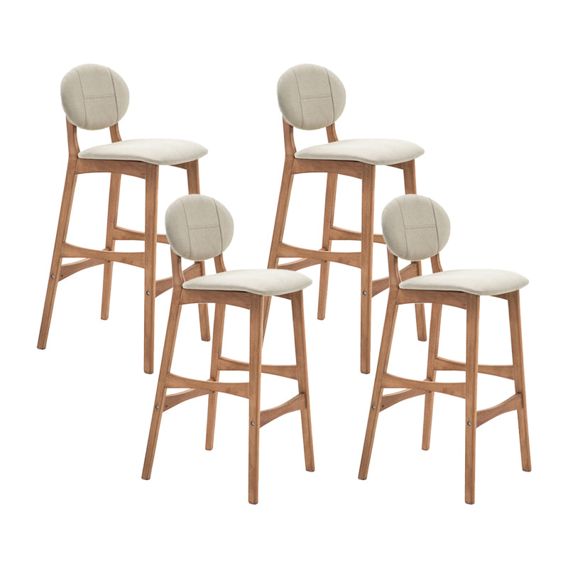 Nordic Wood Low Back Barstool 30" H Indoor Tall Stool with Upholstered for Dining Room Khaki Wood 4 Piece Set Clearhalo 'Bar Furniture' 'Bar Stools' 'bar_stools' 'furn' 'furn_bar_stools' 'furniture_bar_stools' 'Kitchen & Dining Furniture' 'kitchen&dining_furn' 'kitchen' 'kitchen_furn' Furniture' 4504107