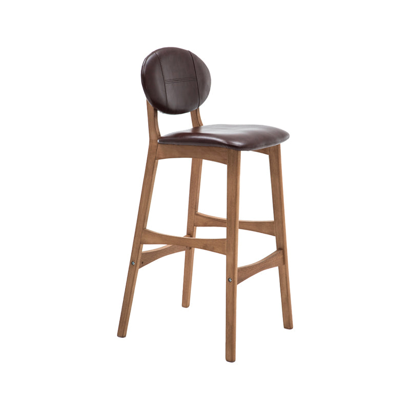 Nordic Wood Low Back Barstool 30" H Indoor Tall Stool with Upholstered for Dining Room Brown Wood 1 Piece Clearhalo 'Bar Furniture' 'Bar Stools' 'bar_stools' 'furn' 'furn_bar_stools' 'furniture_bar_stools' 'Kitchen & Dining Furniture' 'kitchen&dining_furn' 'kitchen' 'kitchen_furn' Furniture' 4504108