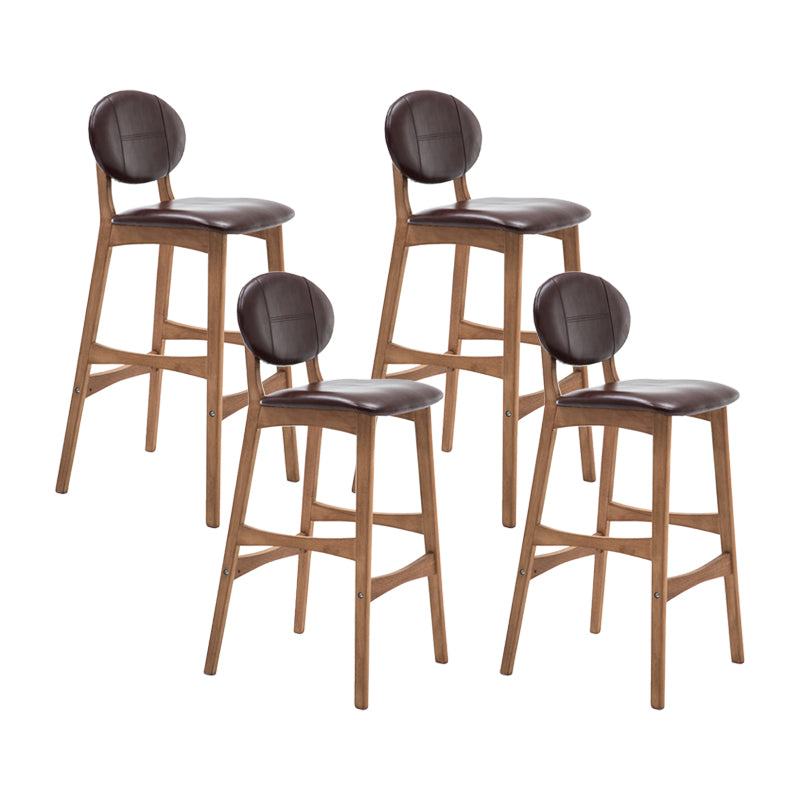 Nordic Wood Low Back Barstool 30" H Indoor Tall Stool with Upholstered for Dining Room Brown Wood 4 Piece Set Clearhalo 'Bar Furniture' 'Bar Stools' 'bar_stools' 'furn' 'furn_bar_stools' 'furniture_bar_stools' 'Kitchen & Dining Furniture' 'kitchen&dining_furn' 'kitchen' 'kitchen_furn' Furniture' 4504110