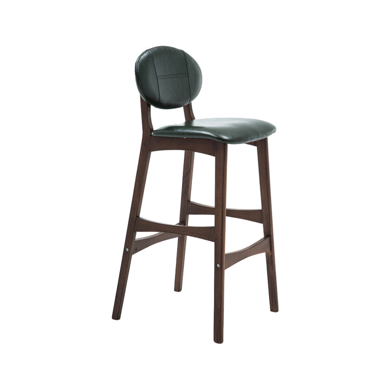 Nordic Wood Low Back Barstool 30" H Indoor Tall Stool with Upholstered for Dining Room Blackish Green Brown 1 Piece Clearhalo 'Bar Furniture' 'Bar Stools' 'bar_stools' 'furn' 'furn_bar_stools' 'furniture_bar_stools' 'Kitchen & Dining Furniture' 'kitchen&dining_furn' 'kitchen' 'kitchen_furn' Furniture' 4504111