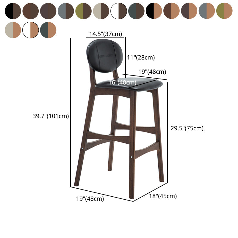 Nordic Wood Low Back Barstool 30" H Indoor Tall Stool with Upholstered for Dining Room Clearhalo 'Bar Furniture' 'Bar Stools' 'bar_stools' 'furn' 'furn_bar_stools' 'furniture_bar_stools' 'Kitchen & Dining Furniture' 'kitchen&dining_furn' 'kitchen' 'kitchen_furn' Furniture' 4504114