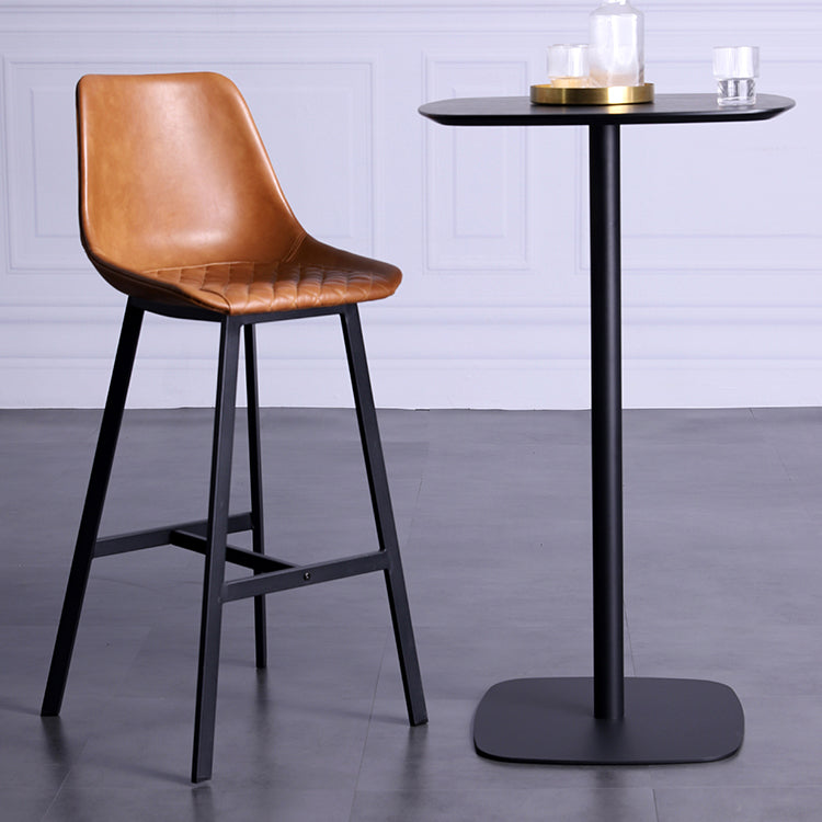 Industrial Metal Low Back Barstool Simple Indoor Tall Stool with Leather Seat Clearhalo 'Bar Furniture' 'Bar Stools' 'bar_stools' 'furn' 'furn_bar_stools' 'furniture_bar_stools' 'Kitchen & Dining Furniture' 'kitchen&dining_furn' 'kitchen' 'kitchen_furn' Furniture' 4504120