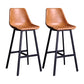 Industrial Metal Low Back Barstool Simple Indoor Tall Stool with Leather Seat Brown 2 Piece Set Clearhalo 'Bar Furniture' 'Bar Stools' 'bar_stools' 'furn' 'furn_bar_stools' 'furniture_bar_stools' 'Kitchen & Dining Furniture' 'kitchen&dining_furn' 'kitchen' 'kitchen_furn' Furniture' 4504146