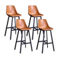 Industrial Metal Low Back Barstool Simple Indoor Tall Stool with Leather Seat Brown 4 Piece Set Clearhalo 'Bar Furniture' 'Bar Stools' 'bar_stools' 'furn' 'furn_bar_stools' 'furniture_bar_stools' 'Kitchen & Dining Furniture' 'kitchen&dining_furn' 'kitchen' 'kitchen_furn' Furniture' 4504147