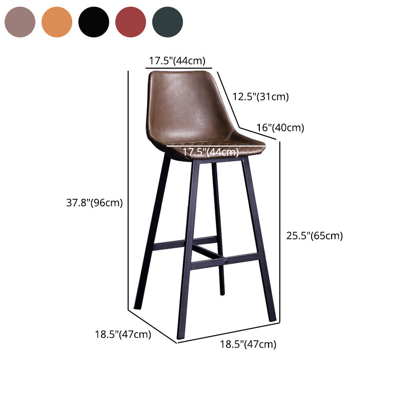 Industrial Metal Low Back Barstool Simple Indoor Tall Stool with Leather Seat Clearhalo 'Bar Furniture' 'Bar Stools' 'bar_stools' 'furn' 'furn_bar_stools' 'furniture_bar_stools' 'Kitchen & Dining Furniture' 'kitchen&dining_furn' 'kitchen' 'kitchen_furn' Furniture' 4504155