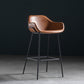 Industrial Iron Low Back Barstool Simple Indoor Tall Stool with Leather Seat Brown 1 Piece Bar Stool(30"H) Clearhalo 'Bar Furniture' 'Bar Stools' 'bar_stools' 'furn' 'furn_bar_stools' 'furniture_bar_stools' 'Kitchen & Dining Furniture' 'kitchen&dining_furn' 'kitchen' 'kitchen_furn' Furniture' 4504158
