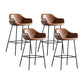 Industrial Iron Low Back Barstool Simple Indoor Tall Stool with Leather Seat Brown 4 Piece Set Bar Stool(30"H) Clearhalo 'Bar Furniture' 'Bar Stools' 'bar_stools' 'furn' 'furn_bar_stools' 'furniture_bar_stools' 'Kitchen & Dining Furniture' 'kitchen&dining_furn' 'kitchen' 'kitchen_furn' Furniture' 4504162