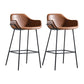 Industrial Iron Low Back Barstool Simple Indoor Tall Stool with Leather Seat Brown 2 Piece Set Counter Stool(26"H) Clearhalo 'Bar Furniture' 'Bar Stools' 'bar_stools' 'furn' 'furn_bar_stools' 'furniture_bar_stools' 'Kitchen & Dining Furniture' 'kitchen&dining_furn' 'kitchen' 'kitchen_furn' Furniture' 4504194