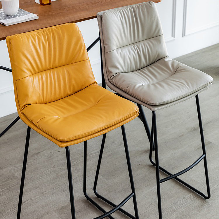 Nordic Indoor Simple Barstool Low Back Iron Tall Stool with Leather Seat Clearhalo 'Bar Furniture' 'Bar Stools' 'bar_stools' 'furn' 'furn_bar_stools' 'furniture_bar_stools' 'Kitchen & Dining Furniture' 'kitchen&dining_furn' 'kitchen' 'kitchen_furn' Furniture' 4504216