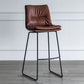Nordic Indoor Simple Barstool Low Back Iron Tall Stool with Leather Seat Brown 1 Piece Bar Stool(30"H) Clearhalo 'Bar Furniture' 'Bar Stools' 'bar_stools' 'furn' 'furn_bar_stools' 'furniture_bar_stools' 'Kitchen & Dining Furniture' 'kitchen&dining_furn' 'kitchen' 'kitchen_furn' Furniture' 4504217