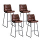 Nordic Indoor Simple Barstool Low Back Iron Tall Stool with Leather Seat Brown 4 Piece Set Bar Stool(30"H) Clearhalo 'Bar Furniture' 'Bar Stools' 'bar_stools' 'furn' 'furn_bar_stools' 'furniture_bar_stools' 'Kitchen & Dining Furniture' 'kitchen&dining_furn' 'kitchen' 'kitchen_furn' Furniture' 4504221