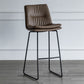 Nordic Indoor Simple Barstool Low Back Iron Tall Stool with Leather Seat Khaki 1 Piece Bar Stool(30"H) Clearhalo 'Bar Furniture' 'Bar Stools' 'bar_stools' 'furn' 'furn_bar_stools' 'furniture_bar_stools' 'Kitchen & Dining Furniture' 'kitchen&dining_furn' 'kitchen' 'kitchen_furn' Furniture' 4504228