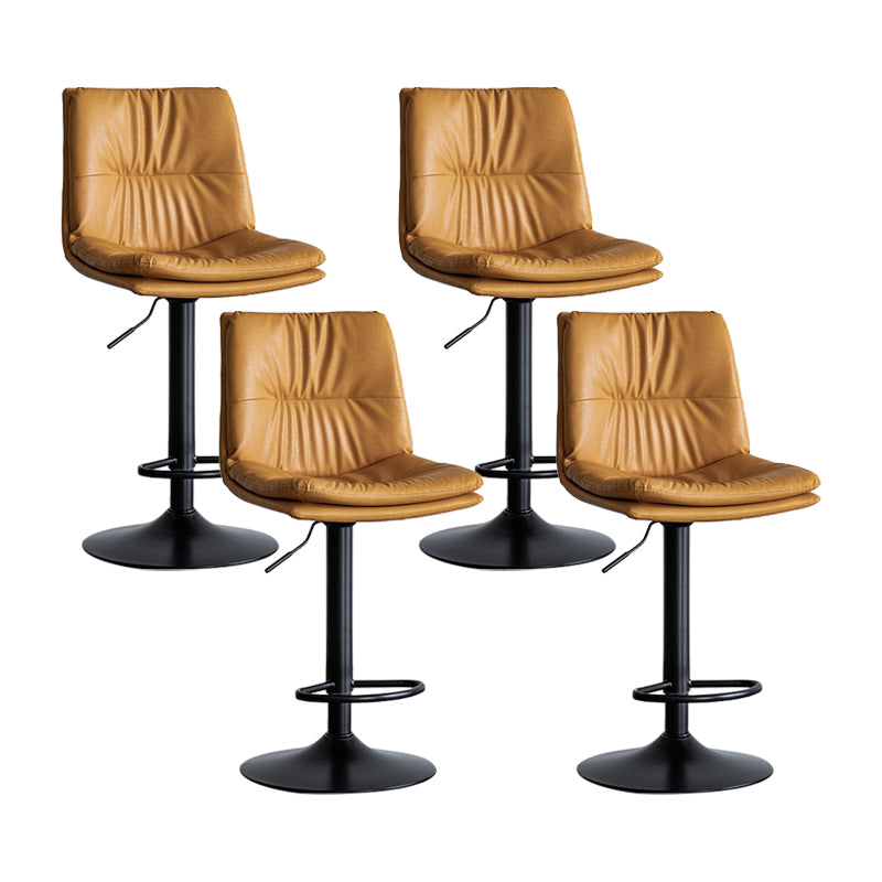 Nordic Indoor Simple Barstool Low Back Iron Tall Stool with Leather Seat Orange 4 Piece Set Bar Stool(31"H) Clearhalo 'Bar Furniture' 'Bar Stools' 'bar_stools' 'furn' 'furn_bar_stools' 'furniture_bar_stools' 'Kitchen & Dining Furniture' 'kitchen&dining_furn' 'kitchen' 'kitchen_furn' Furniture' 4504233