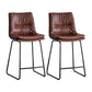Nordic Indoor Simple Barstool Low Back Iron Tall Stool with Leather Seat Brown 2 Piece Set Counter Stool (24"H) Clearhalo 'Bar Furniture' 'Bar Stools' 'bar_stools' 'furn' 'furn_bar_stools' 'furniture_bar_stools' 'Kitchen & Dining Furniture' 'kitchen&dining_furn' 'kitchen' 'kitchen_furn' Furniture' 4504235