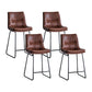 Nordic Indoor Simple Barstool Low Back Iron Tall Stool with Leather Seat Brown 4 Piece Set Counter Stool (24"H) Clearhalo 'Bar Furniture' 'Bar Stools' 'bar_stools' 'furn' 'furn_bar_stools' 'furniture_bar_stools' 'Kitchen & Dining Furniture' 'kitchen&dining_furn' 'kitchen' 'kitchen_furn' Furniture' 4504236