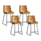 Nordic Indoor Simple Barstool Low Back Iron Tall Stool with Leather Seat Orange 4 Piece Set Counter Stool (24"H) Clearhalo 'Bar Furniture' 'Bar Stools' 'bar_stools' 'furn' 'furn_bar_stools' 'furniture_bar_stools' 'Kitchen & Dining Furniture' 'kitchen&dining_furn' 'kitchen' 'kitchen_furn' Furniture' 4504242