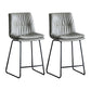 Nordic Indoor Simple Barstool Low Back Iron Tall Stool with Leather Seat Grey 2 Piece Set Counter Stool (24"H) Clearhalo 'Bar Furniture' 'Bar Stools' 'bar_stools' 'furn' 'furn_bar_stools' 'furniture_bar_stools' 'Kitchen & Dining Furniture' 'kitchen&dining_furn' 'kitchen' 'kitchen_furn' Furniture' 4504244