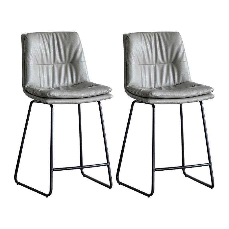 Nordic Indoor Simple Barstool Low Back Iron Tall Stool with Leather Seat Grey 2 Piece Set Counter Stool (24"H) Clearhalo 'Bar Furniture' 'Bar Stools' 'bar_stools' 'furn' 'furn_bar_stools' 'furniture_bar_stools' 'Kitchen & Dining Furniture' 'kitchen&dining_furn' 'kitchen' 'kitchen_furn' Furniture' 4504244