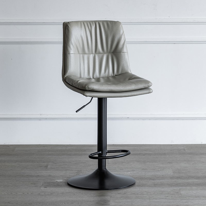 Nordic Indoor Simple Barstool Low Back Iron Tall Stool with Leather Seat Grey 1 Piece Bar Stool(31"H) Clearhalo 'Bar Furniture' 'Bar Stools' 'bar_stools' 'furn' 'furn_bar_stools' 'furniture_bar_stools' 'Kitchen & Dining Furniture' 'kitchen&dining_furn' 'kitchen' 'kitchen_furn' Furniture' 4504246