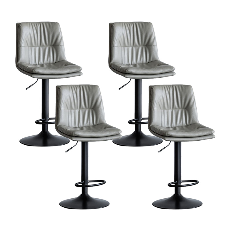 Nordic Indoor Simple Barstool Low Back Iron Tall Stool with Leather Seat Grey 4 Piece Set Bar Stool(31"H) Clearhalo 'Bar Furniture' 'Bar Stools' 'bar_stools' 'furn' 'furn_bar_stools' 'furniture_bar_stools' 'Kitchen & Dining Furniture' 'kitchen&dining_furn' 'kitchen' 'kitchen_furn' Furniture' 4504248
