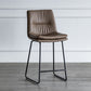 Nordic Indoor Simple Barstool Low Back Iron Tall Stool with Leather Seat Khaki 1 Piece Counter Stool (24"H) Clearhalo 'Bar Furniture' 'Bar Stools' 'bar_stools' 'furn' 'furn_bar_stools' 'furniture_bar_stools' 'Kitchen & Dining Furniture' 'kitchen&dining_furn' 'kitchen' 'kitchen_furn' Furniture' 4504249