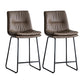 Nordic Indoor Simple Barstool Low Back Iron Tall Stool with Leather Seat Khaki 2 Piece Set Counter Stool (24"H) Clearhalo 'Bar Furniture' 'Bar Stools' 'bar_stools' 'furn' 'furn_bar_stools' 'furniture_bar_stools' 'Kitchen & Dining Furniture' 'kitchen&dining_furn' 'kitchen' 'kitchen_furn' Furniture' 4504250