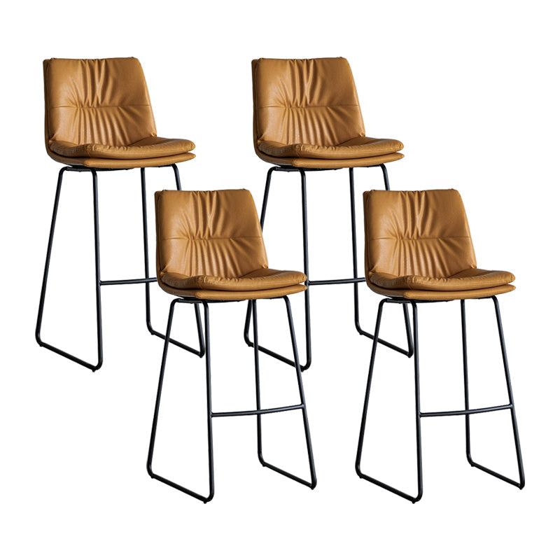 Nordic Indoor Simple Barstool Low Back Iron Tall Stool with Leather Seat Orange 4 Piece Set Bar Stool(30"H) Clearhalo 'Bar Furniture' 'Bar Stools' 'bar_stools' 'furn' 'furn_bar_stools' 'furniture_bar_stools' 'Kitchen & Dining Furniture' 'kitchen&dining_furn' 'kitchen' 'kitchen_furn' Furniture' 4504254