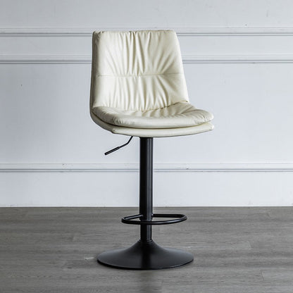 Nordic Indoor Simple Barstool Low Back Iron Tall Stool with Leather Seat White 1 Piece Bar Stool(31"H) Clearhalo 'Bar Furniture' 'Bar Stools' 'bar_stools' 'furn' 'furn_bar_stools' 'furniture_bar_stools' 'Kitchen & Dining Furniture' 'kitchen&dining_furn' 'kitchen' 'kitchen_furn' Furniture' 4504255