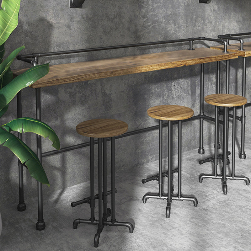 Industrial Wood Bar Table with Rectangle Table Top Black Trestle Table - 42" H 59.1"L x 17.7"W x 41.3"H Without Chairs Clearhalo 'Bar Furniture' 'Bar Tables' 'bar_tables' 'furn' 'furn_bar_tables' 'Furniture' 'furniture_bar_tables' 'Kitchen & Dining Furniture' 4504286