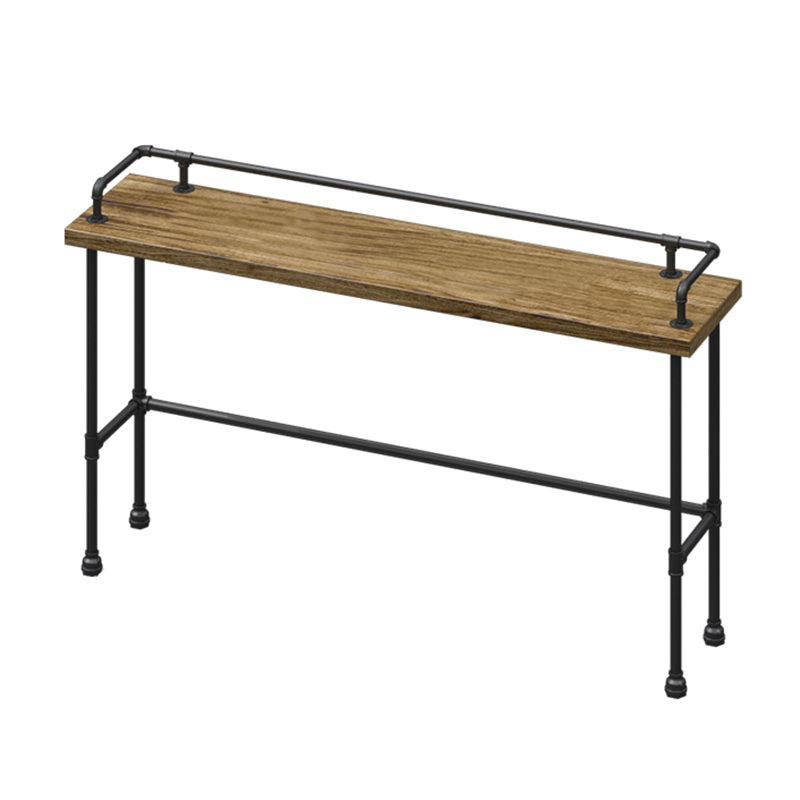 Industrial Wood Bar Table with Rectangle Table Top Black Trestle Table - 42" H 51.2"L x 17.7"W x 41.3"H Without Chairs Clearhalo 'Bar Furniture' 'Bar Tables' 'bar_tables' 'furn' 'furn_bar_tables' 'Furniture' 'furniture_bar_tables' 'Kitchen & Dining Furniture' 4504287