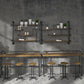 Industrial Wood Bar Table with Rectangle Table Top Black Trestle Table - 42" H Clearhalo 'Bar Furniture' 'Bar Tables' 'bar_tables' 'furn' 'furn_bar_tables' 'Furniture' 'furniture_bar_tables' 'Kitchen & Dining Furniture' 4504290