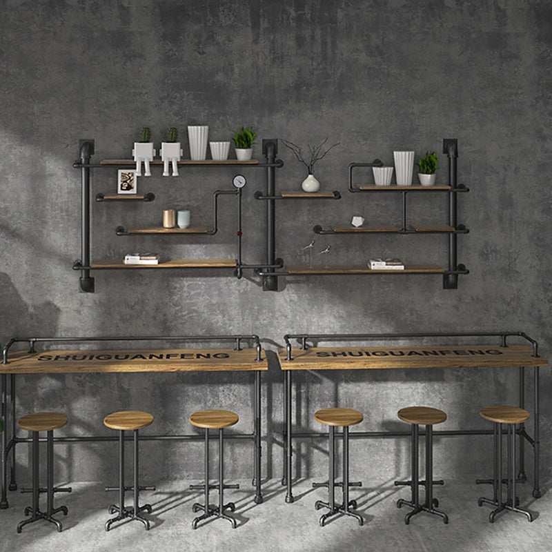 Industrial Wood Bar Table with Rectangle Table Top Black Trestle Table - 42" H Clearhalo 'Bar Furniture' 'Bar Tables' 'bar_tables' 'furn' 'furn_bar_tables' 'Furniture' 'furniture_bar_tables' 'Kitchen & Dining Furniture' 4504290