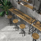Industrial Wood Bar Table with Rectangle Table Top Black Trestle Table - 42" H Clearhalo 'Bar Furniture' 'Bar Tables' 'bar_tables' 'furn' 'furn_bar_tables' 'Furniture' 'furniture_bar_tables' 'Kitchen & Dining Furniture' 4504293